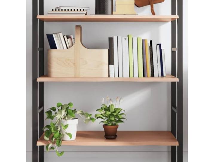 KTHLBRH Wandregal hellbraun, 100 x 50 x 2 cm, Massivholz, behandelte Eiche, lackiert mit lebendigen Kanten, rustikales Wandregal für Badezimmer, Schrank, Schreibtisch – Traglast