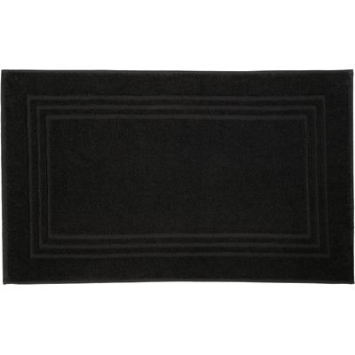 Badematte KLEINE WOLKE "Lodge, Badvorleger" Gr. 2, schwarz, H:80mm, Baumwolle, Badematten, Badematte, Badteppich, Frottier-Qualität, Uni Farben, mit Bordüre