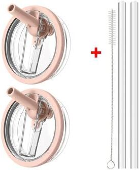 Uplifted Finds 40Oz Flip Straw Lid For Stanley Cup & Leak Proof Tumbler Replacement Cover pink 2 Pcs Straw