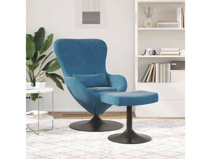 Bleu Siège/Fauteuil - ZENCORE® 63x73x90cm - Chaise Œuf - avec Pouf Bleu 63x73x90cm Velours Top674504631
