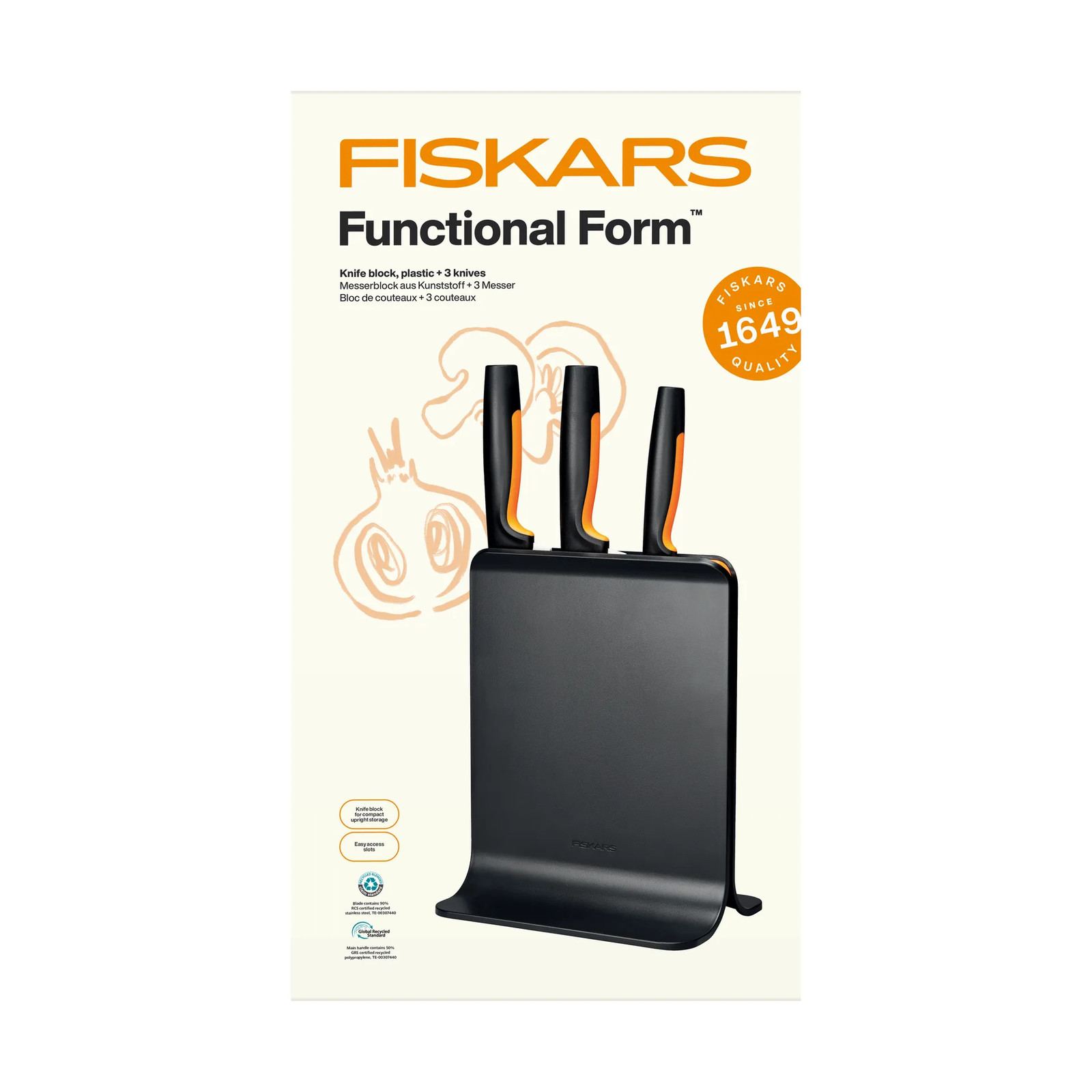 Fiskars Functional Form messenset met messenblok, 4 delen