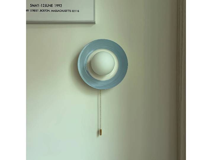 Lampes murales vintage colorées pour salon avec interrupteur, appliques murales en céramique bleu et rose, lumière de chevet, lampes murales rondes françaises pour couloir.