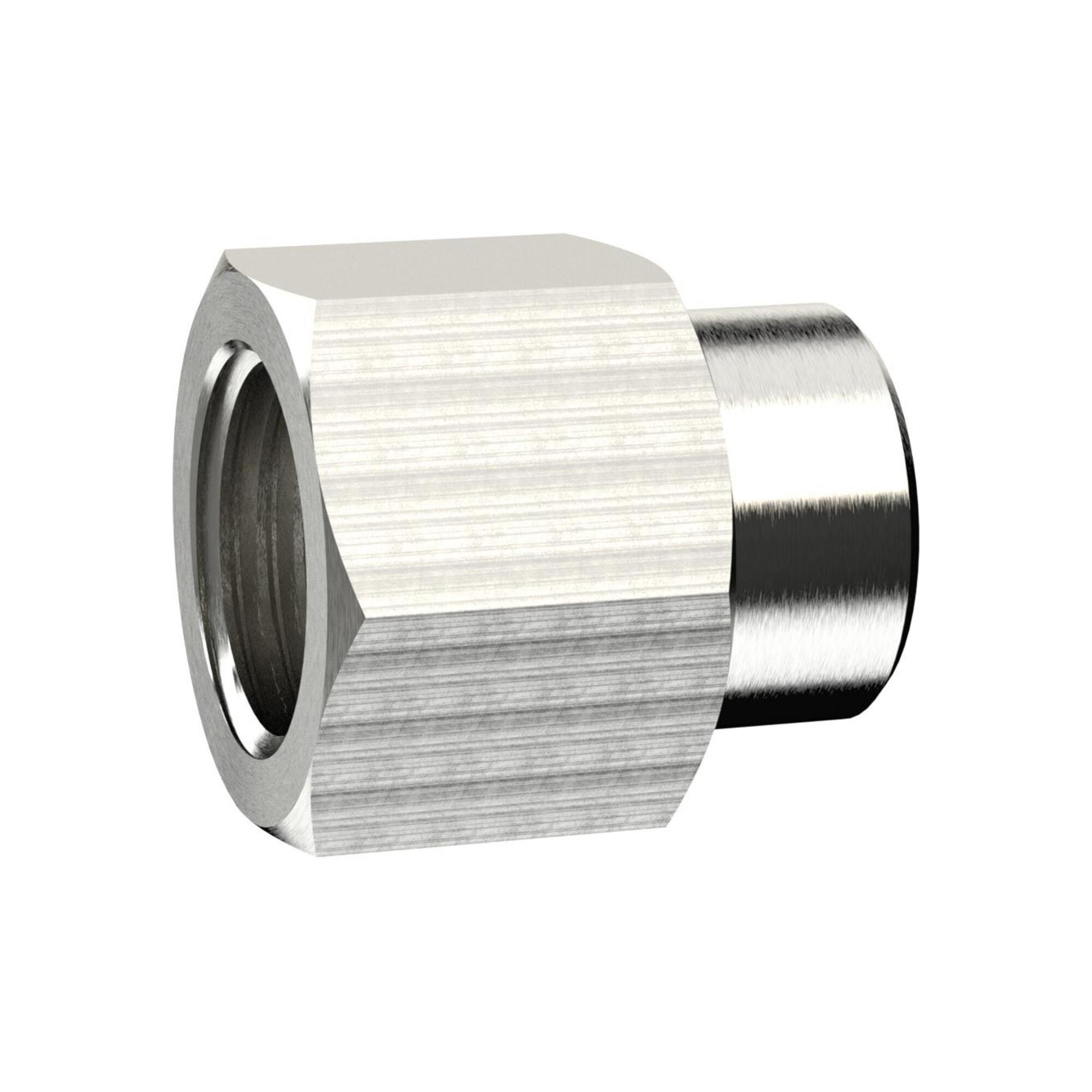 Riegler Muffe, reduzierend, G 1/4 i., G 3/8 i., SW 22, Messing vernickelt (231.04-N)