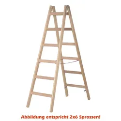 Doppelleiter Hymer Holz-Sprossenstehleiter 2x7 Sprossen Holz-Malerleiter für den Handwerker, beidseitig begehbar