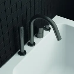 Ideal Standard Joy Waschtisch-4-Loch-Armatur BC789A5 für Wannenrandmontage, mit Auslauf, Magnetic Grey