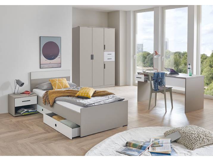 Bettgestell Bahamas 140 x 200cm Grau/Weiß/Beige/Weiß