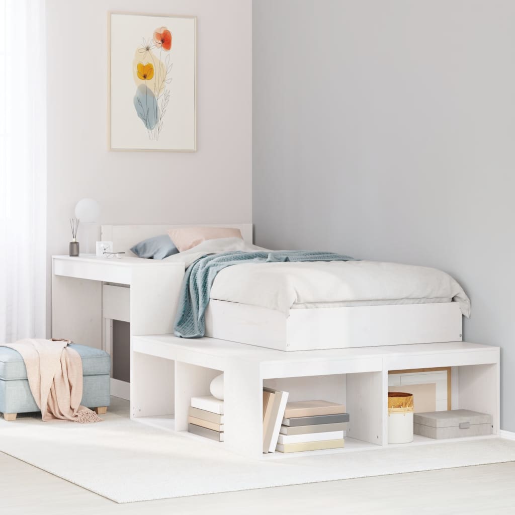 vidaXL Mesilla de noche con escritorio blanco 232x122x75 cm Blanco