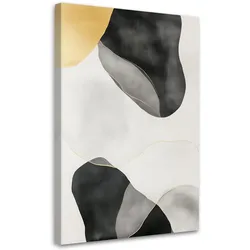 LEINWANDBILD Abstraktion in Flecken Gold Grau Schwarz 60x90cm