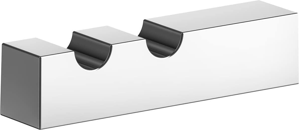 Edition 90 Square Dubbele handdoekhaak - Hoogglans verchroomd - Badkamer accessoire