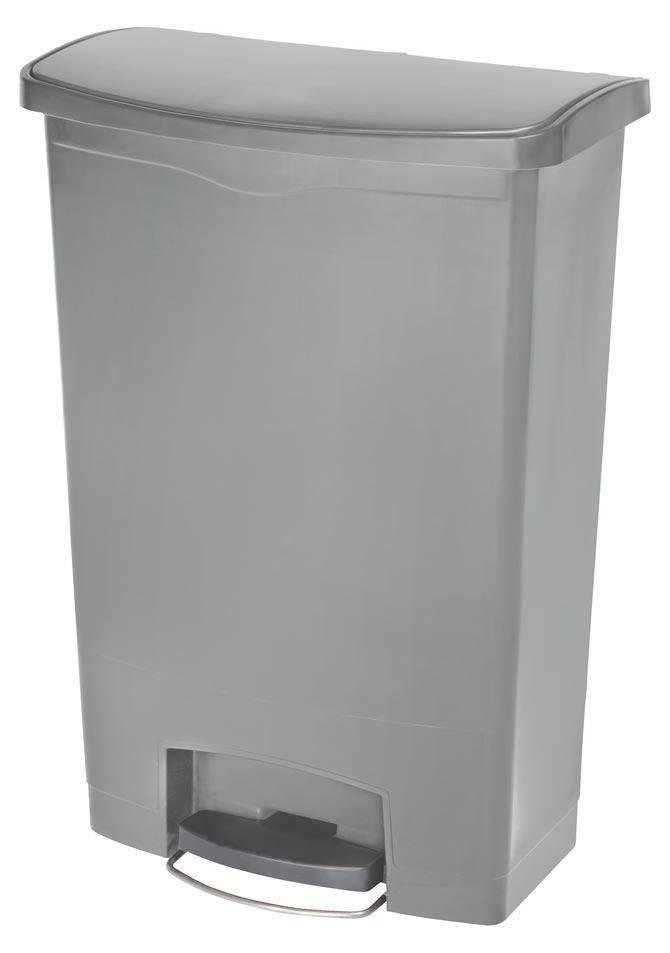 Tret-Abfallsammler, Kunststoff, Volumen 90 l, BxTxH 570x353x826 mm, Pedal an breiter Seite, grau