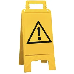 Warnaufsteller gelb, Kunststoff, zur Kennzeichnung von Gefahrenstellen, Ausrufezeichen