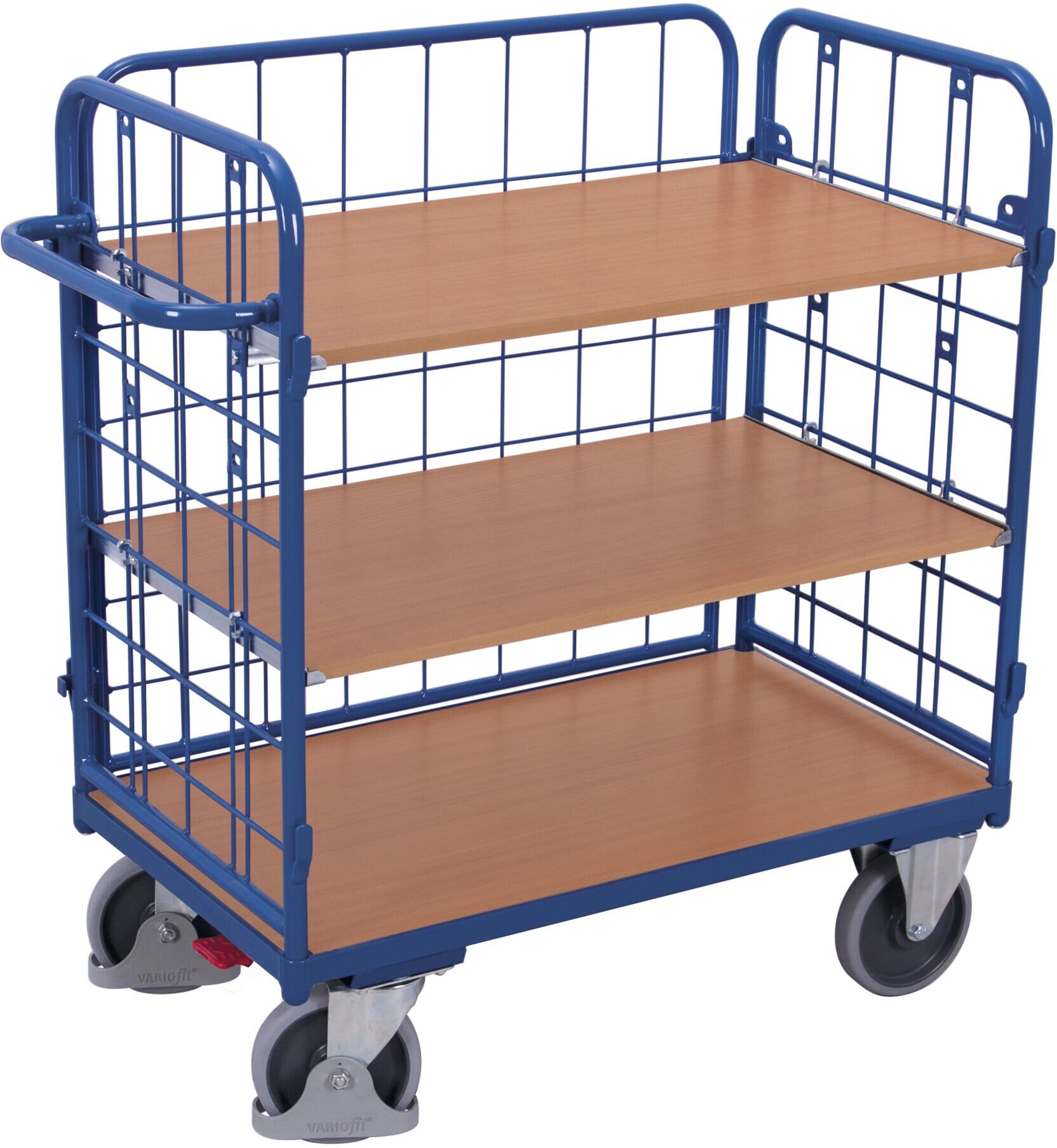 Variofit Etagenwagen niedrig 1.200 x 800 mm 3 Böden 3 Wände (sw-800.303)