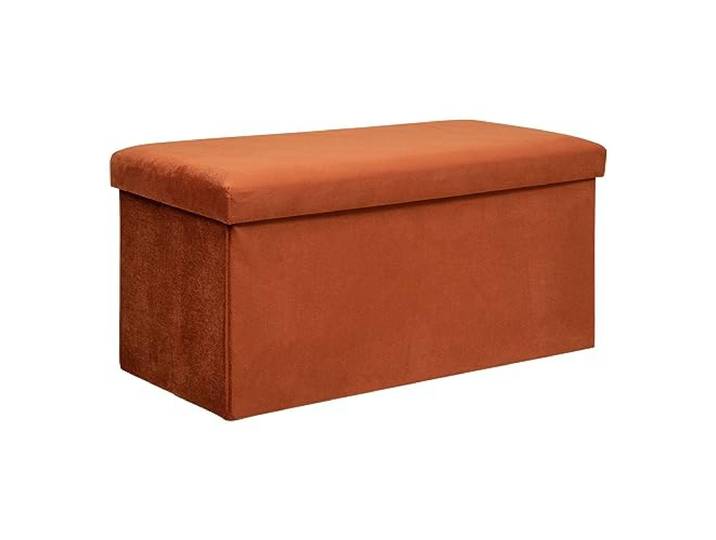 Atmosphera – Lilou Klappbank mit Stauraum in bernsteinfarbenem Samt, 76 x 38 x 38 cm – Für Wohnzimmer, Schlafzimmer, am Bett