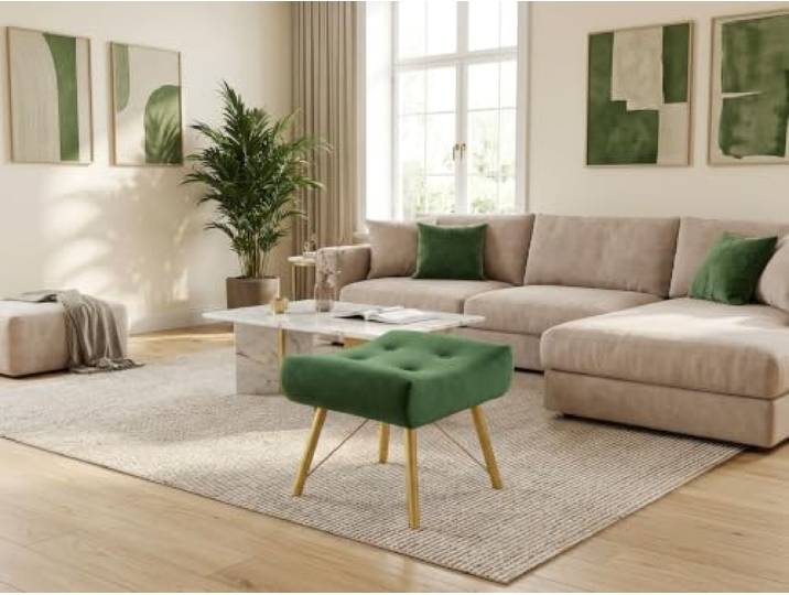 Family Meble Polsterhocker Luna Royal Aura – Fußhocker mit Stoff-Bezug – Mintgrün · Royal 33