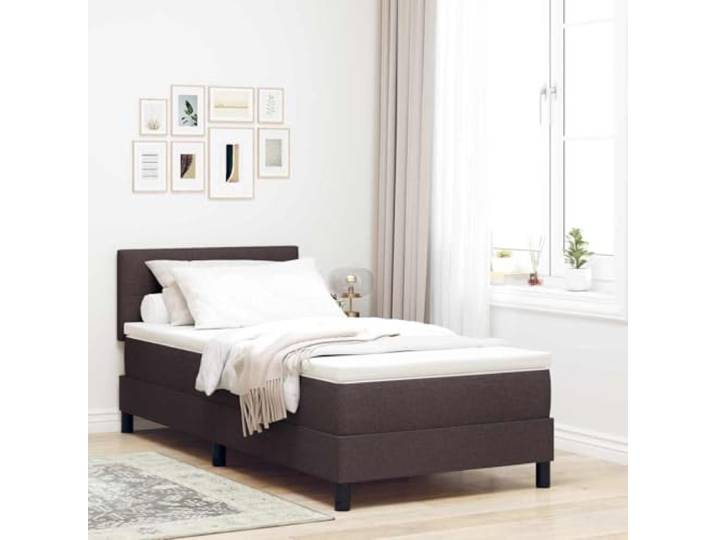RJPLMFV Boxspringbett, Stoff, Dunkelbraun, 100 x 200 cm Verstellbarer Kopf, 2 Ebenen, Schaumstoff und Taschenfedern, inklusive Latten, modernes Design