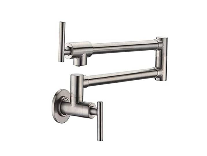 Drehhahn, Einfüllhahn Faltbarer Küchenarmatur Single Cold Sink Tap Drehen Klappauslauf Chrom Messing Kran zur Wandmontage(2)