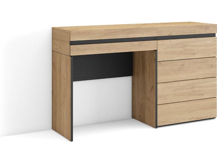 COZY Coiffeuse\, 127x35x75 cm\, Avec tiroir\, Commode\, Buffet\, Chêne