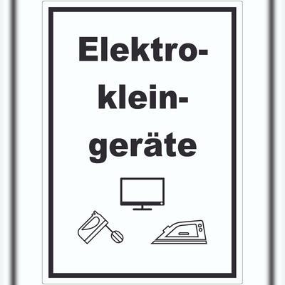 HB-Druck Elektrokleingeräte Mülltrennung Aufkleber Text Symbol Haushaltsgerät A2 (420x594mm)