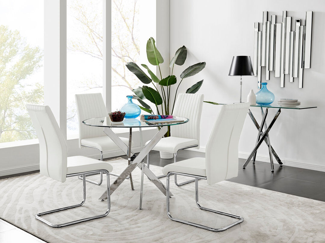 Canora Grey Chowchilla 4 - Person Dining Set White 4