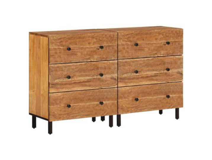 HGFDVCMR Beistellschränke 2 STK. 60x33x75 cm Massivholz Akazie Vielseitiges 2er-Set Kommoden mit Eisenbeinen für Schlafzimmer und Wohnzimmer. Stabile Oberplatte für Dekoration.