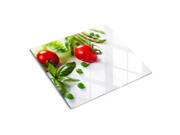 Tulup Glasplatte 60x52 cm Frisches Gemüse, Rot, Glas, 60x0.4x52 cm, Küchen, Küchenelektrogeräte, Herde, Herdabdeckplatten