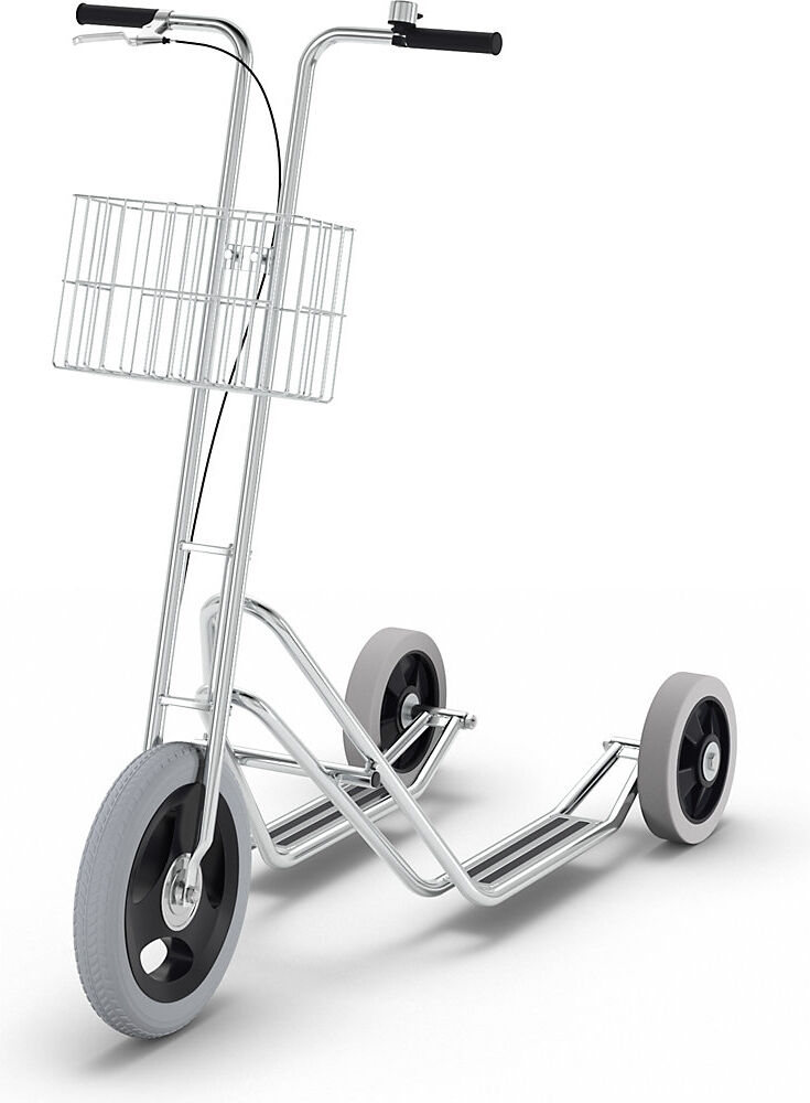 Betriebsroller MODELL 10, 3 Räder, Klingel und Korb, Trommelbremse am Vorderrad HelgeNyberg