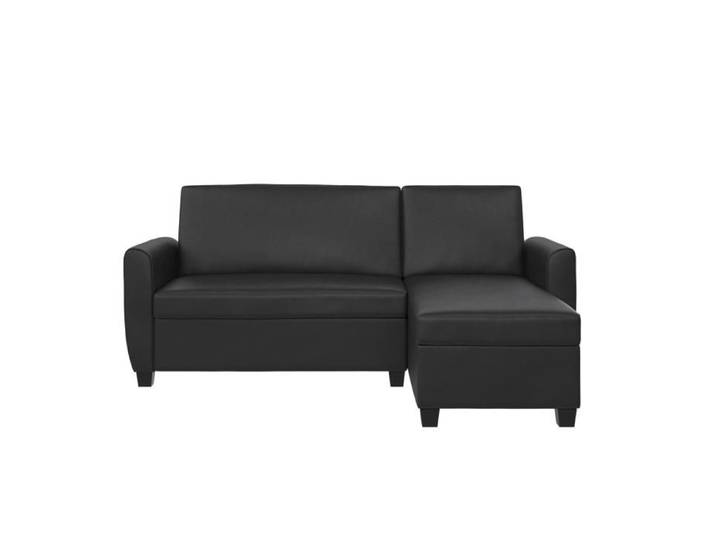 Noah Canapé convertible 3 places avec chaise longue en simili cuir Noir