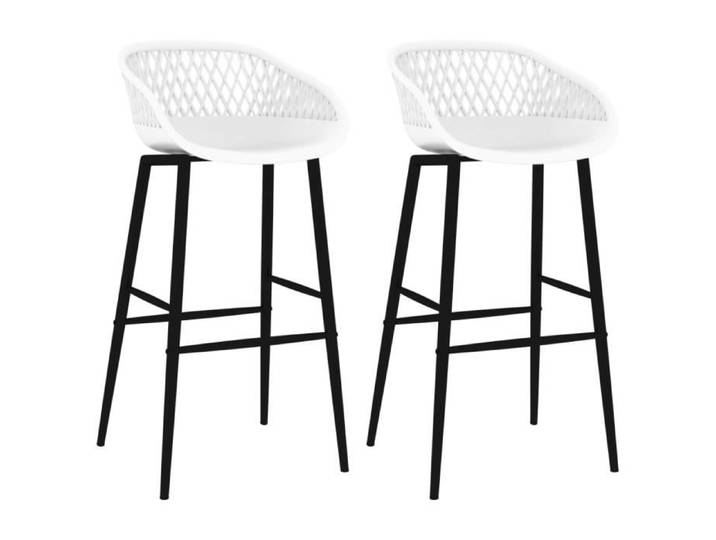 Lot de 2 Tabourets de bar Style Scandinave Chaises de bar - Fauteuil de bar - Blanc