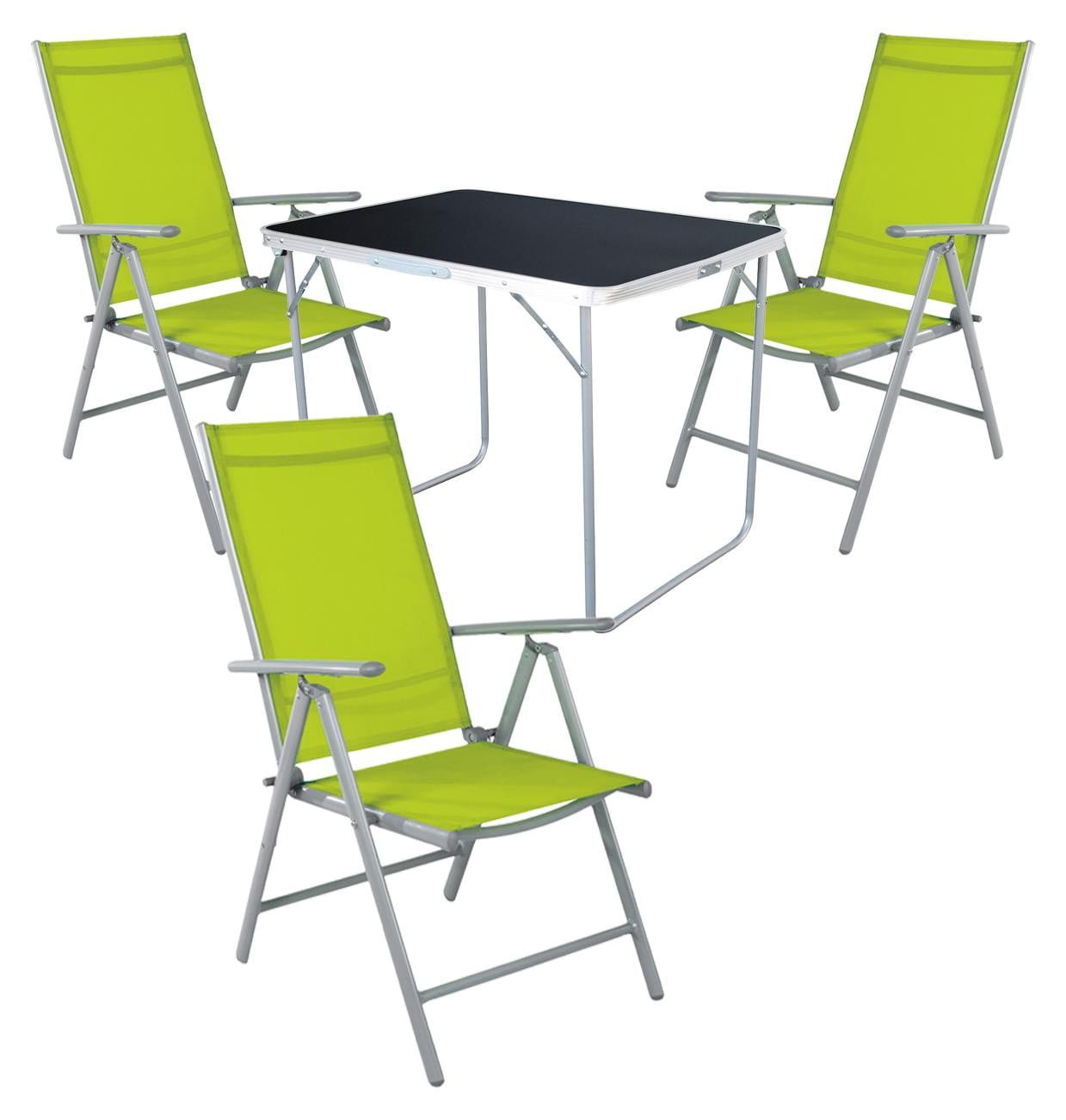 Mojawo 4-delige camping set met campingtafel en 3 inklapbare stoelen