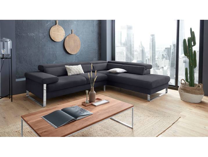Ecksofa, Longlife Xtra-Leder, Grau, 281×230 cm, L-Form, Hochwertige Verarbeitung, Modern, W.SCHILLIG