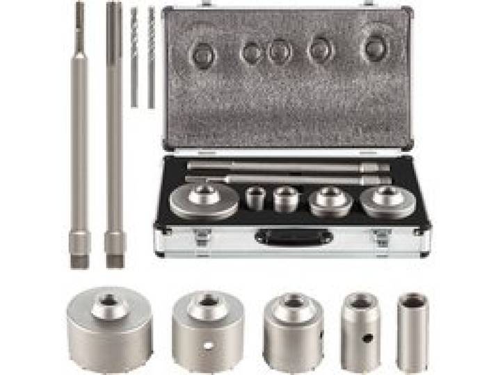 VEVOR Scie Cloche 5PCS Coffret de Scie Trépan 30mm 40mm 65mm 80mm 100mm Trépan Béton en Acier Carbone 2 Mèches 2 Bielles SDS PLUS SDS MAX Accessoires pour Perceuse Bosch DeWalt Perçage Brique Ciment