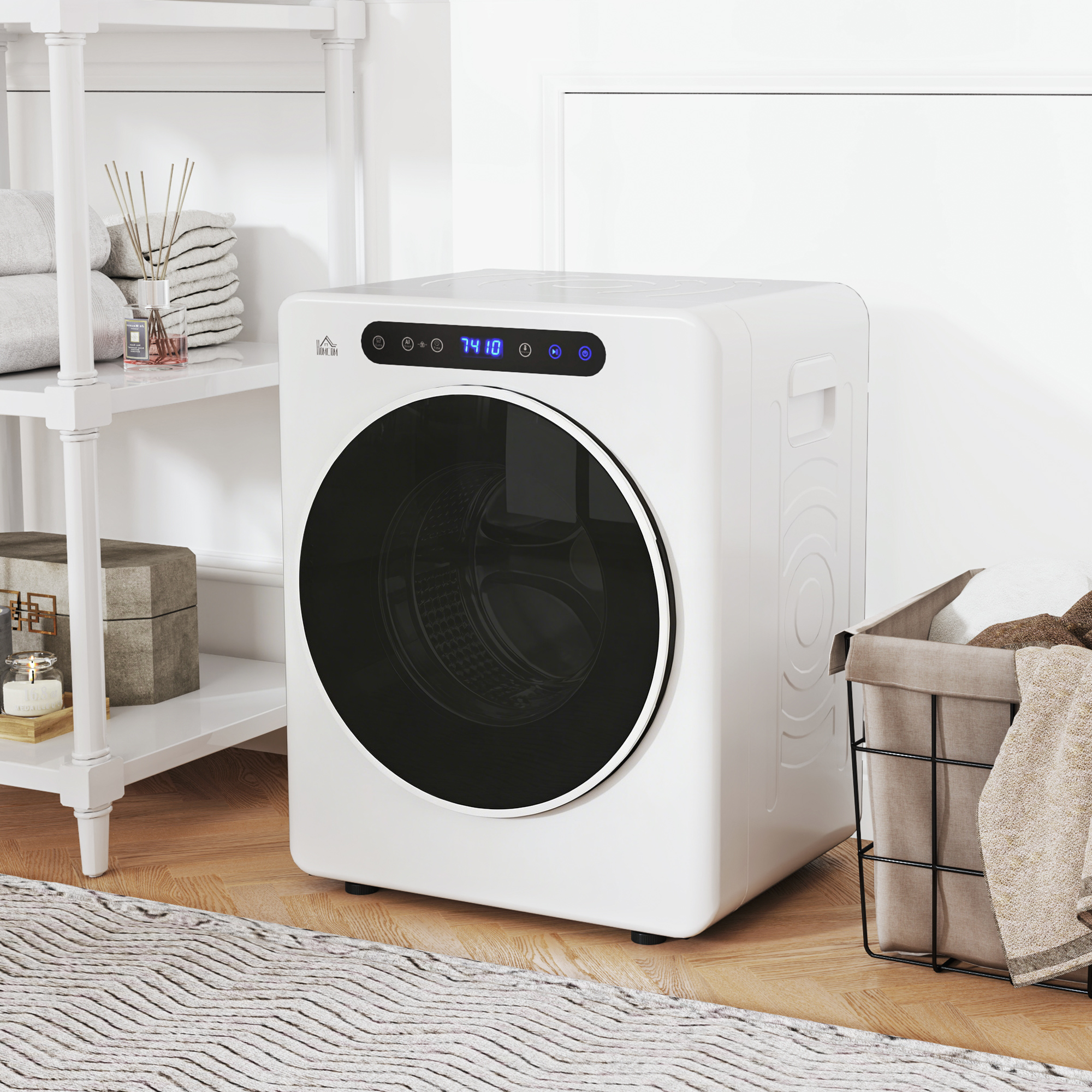 Homcom Mini Asciugatrice Elettrica 1000W da 3 kg con Display LED, 49x43x61 cm, Bianco   Aosom Italy