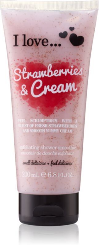 I Love Strawberries & Cream shower gel with exfoliating effect 200 ml