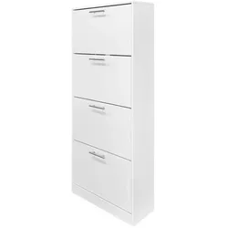 Better Home Schuhschrank mit Edelstahlgriffen und 4 Fächern, ca. 62x24x151 cm – Weiß