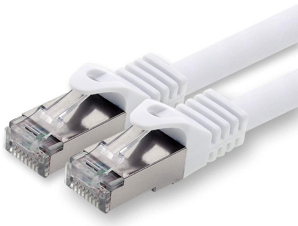 1aTTack.de CAT7 netwerkkabel RJ45 10 Gigabit LAN-kabel, 30 meter, wit