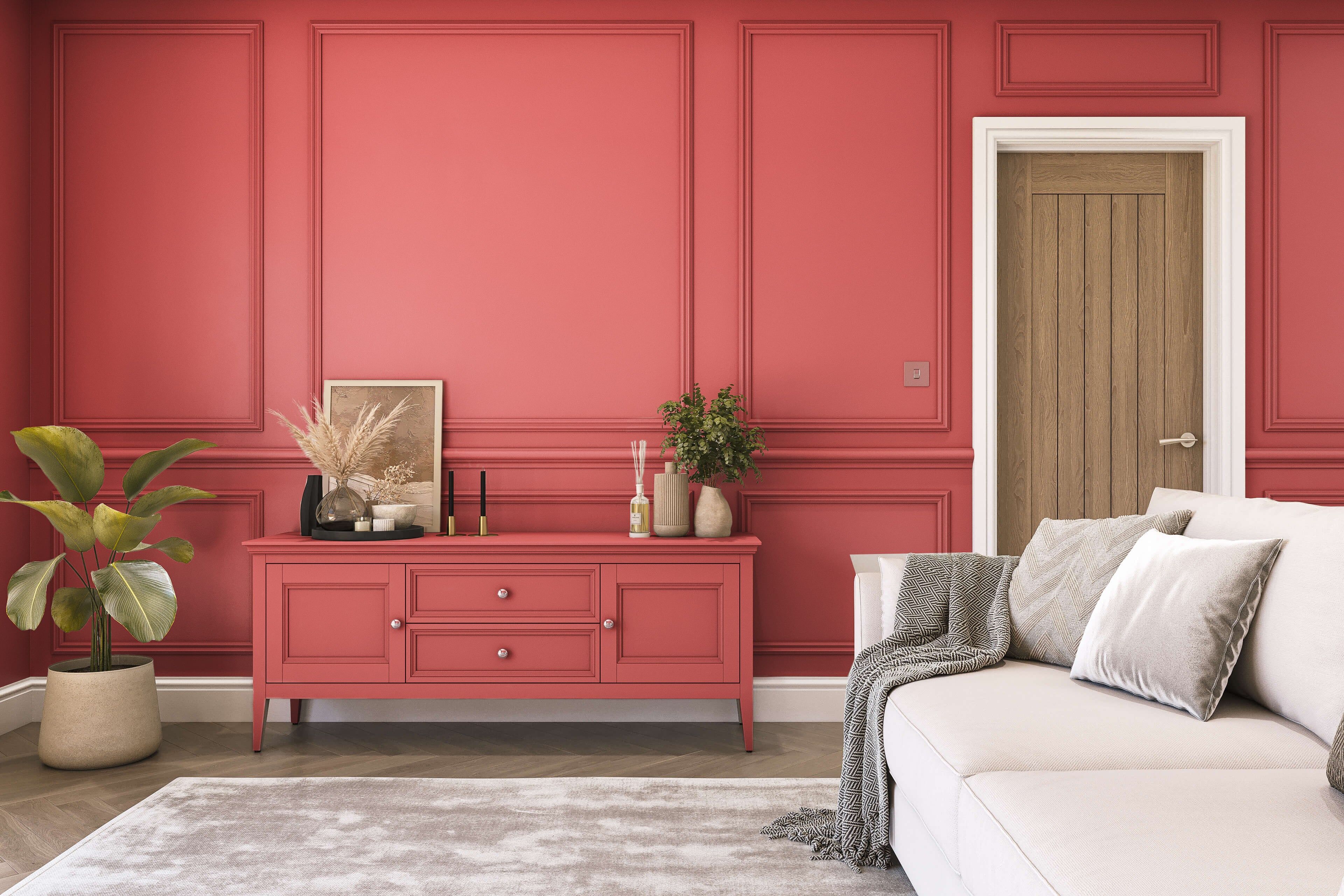 Hemway Chalk Based Furniture Paint   Lobster Red   Shabby Chic   Chalky Matt Finish - Lobster Red - 1L