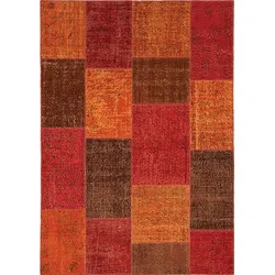 Vintage Teppich Patchwork 120 x 180 cm Mischgewebe Rot