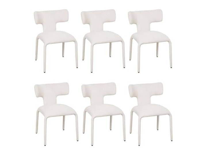 WOLTU Esszimmerstühle 6er Set, aus Leinen, Warme Aprikose Küchenstühle, mit Rückenlehne, Metallgestell, 150 kg belastbar, für Küche Wohnzimmer Schlafzimmer