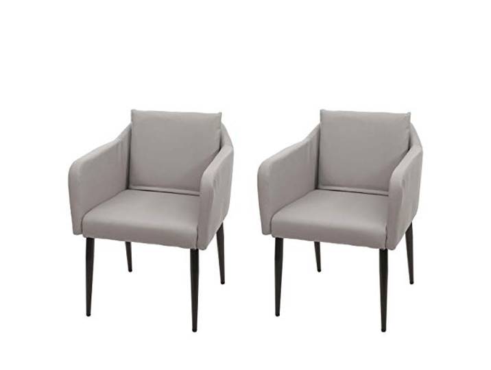 Mendler 2er-Set Esszimmerstuhl HWC-H93 - Kunstleder Taupe-grau