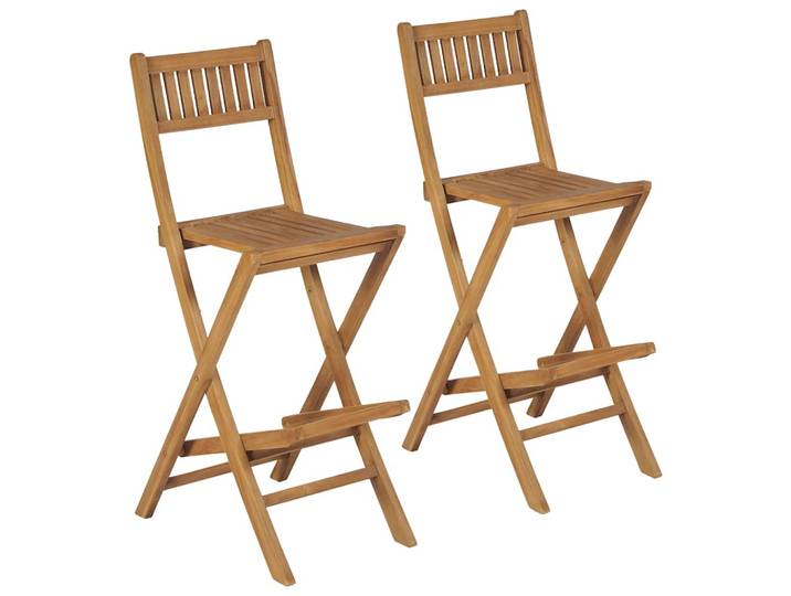vidaXL Klappbare Garten-Barhocker 2 Stk. Massivholz Teak