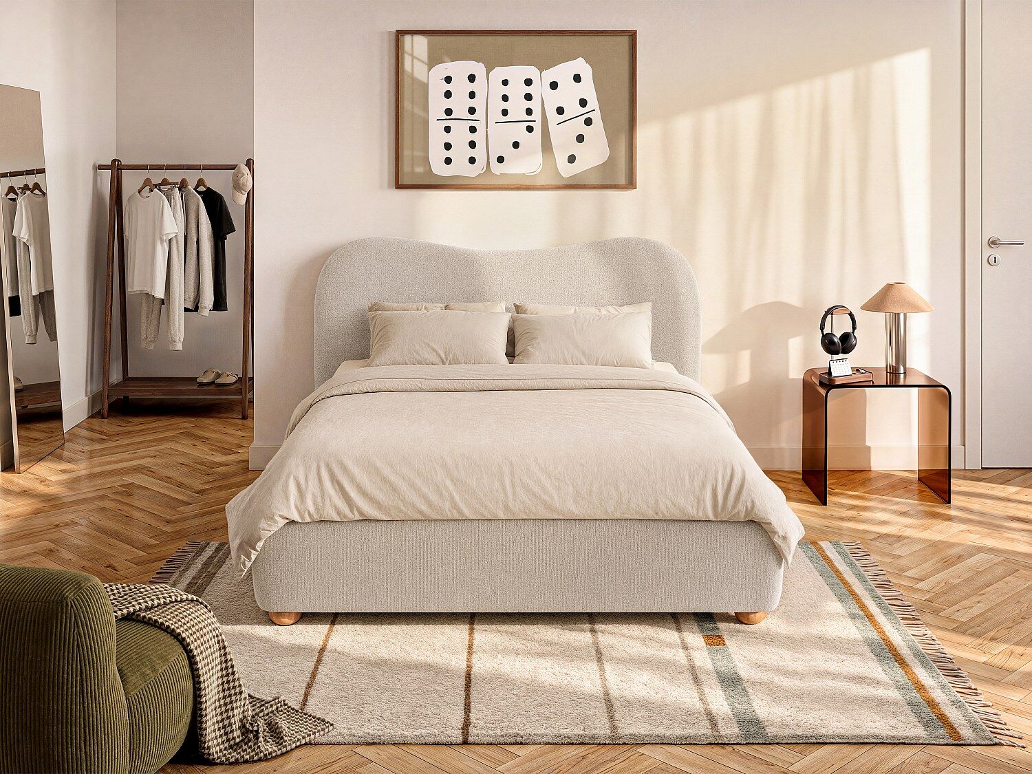 Unique Canapé abatible 160 x 200 cm - Tela - Beige - VANARI