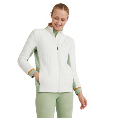 Skijacke FALKE "FALKE Zip-Jacke", Damen, Gr. XL, weiß (off, weiß (2040)), Strickjacken Skijacke