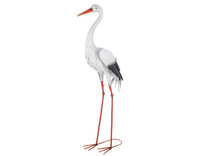 GILDE Figur Storch aus Metall - weiß - Höhe 91 cm - Vogelmotiv - Garten - Deko - Skulptur - Outdoor