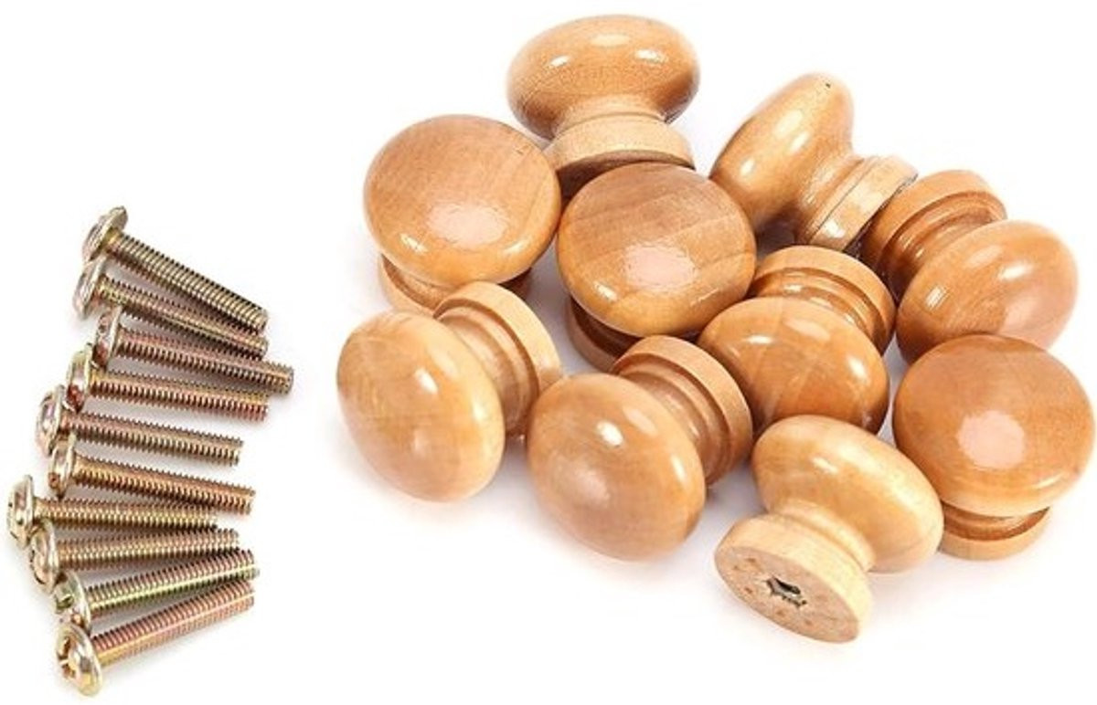 Set van 10 ergonomische ladeknoppen voor meubels in natuurhout