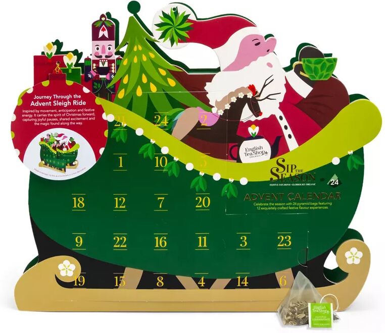 English Tea Shop - BIO Tee Adventskalender „Schlittenfahrt“ – 24 Pyramidenbeutel, Set