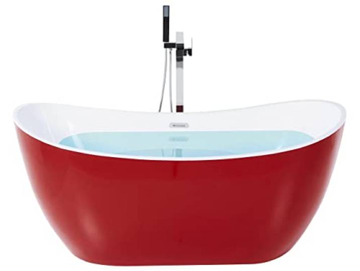 Edle Acryl Badewanne oval freistehend rot mit Überlauf 150 x 75 cm Antigua