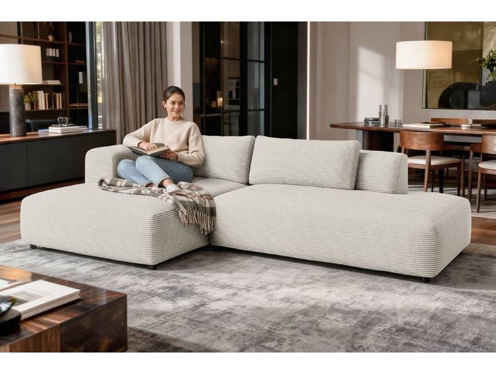 OTTO home Ecksofa TIARRA Design-Sofa mit Ottomane recht/links bestellbar, Breite 287 cm, L-Form mit hochelastischer Schaum und Wellenunterfederung