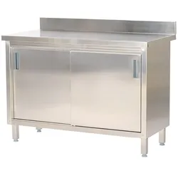 Romux® Edelstahltisch für Gastronomie Wandmontage mit Schiebetüren1200x600x850 mm Zerlegbar | Arbeitstisch aus Edelstahl für Bar und Restaurant