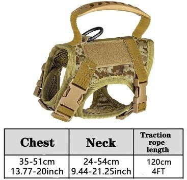 Uplift Picks Adjustable Tactical Pet Harness With Leash For Large Cats And Small Dogs camouflage