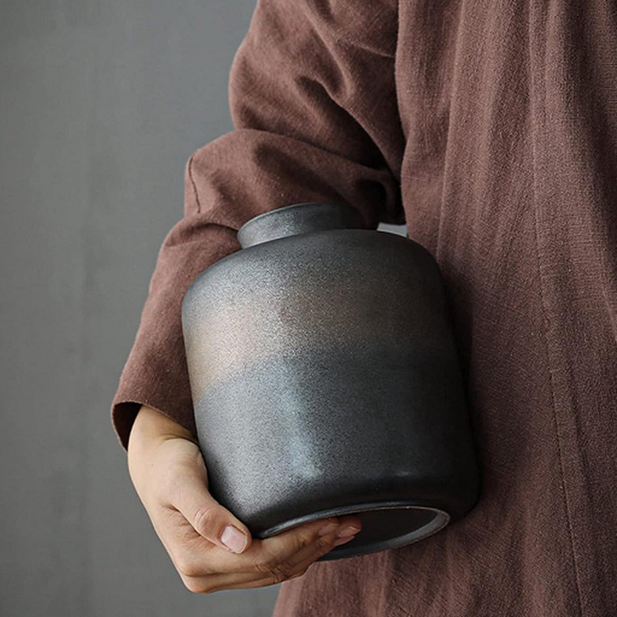 Luxe Begrafenis Urn Hemelwinkel - Zwart - 500 ml - Voor Menselijk As of Huisdieren